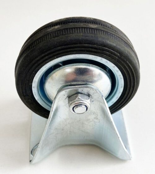 CASTOR FIXED 3″ 75mm RUBBER WHEEL STEEL PLATE 50kg – TOOLZONE KDPRM006