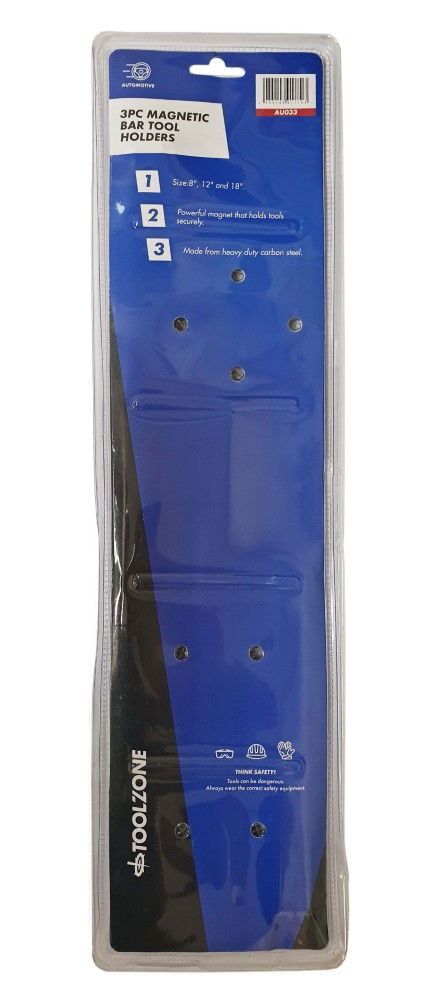 MAGNETIC TOOL BARS SET 3pc 8″ 12″ 18″ WITH WALL FIXTURES – TOOLZONE KDPAU033