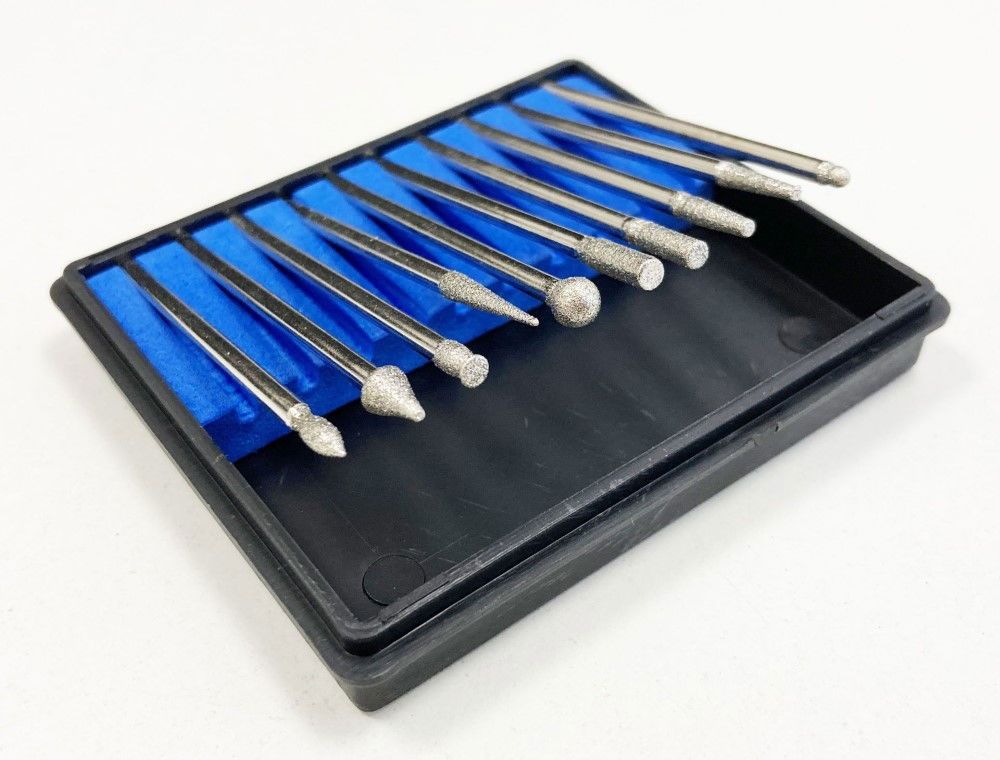 DEBURRING AND ENGRAVING SET 10pc 50GRIT DIAMOND 2.35mm SHANK - TOOLZONE KDPHB264 - Image 2