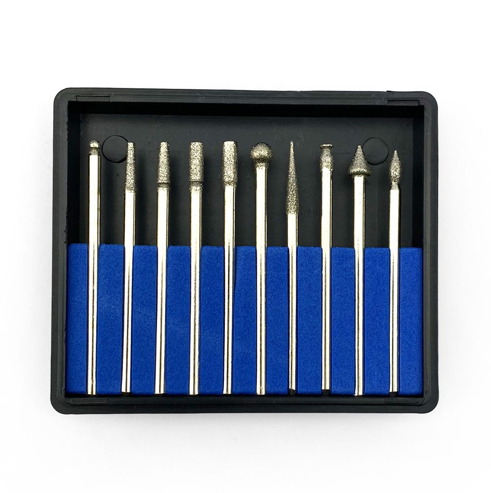 DEBURRING AND ENGRAVING SET 10pc 50GRIT DIAMOND 2.35mm SHANK - TOOLZONE KDPHB264 - Image 4