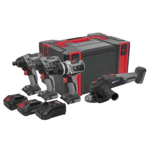 20V BRUSHLESS TOOL KIT, 1/2″ IMPACT & DRIVER, DRILL, GRINDER, 2x BATTERIES