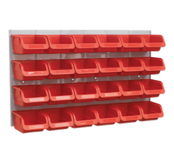 WORKSHOP STORAGE BINS 24 PACK WITH STEEL LOUVER PANEL RACK 630mm X 380mm TPS130 - Image 2