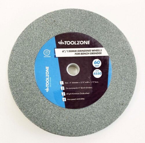 GRINDING WHEEL FINE 6″ 60GRIT 19mm THICK ALUMINIUM OXIDE – TOOLZONE KDPPW020F