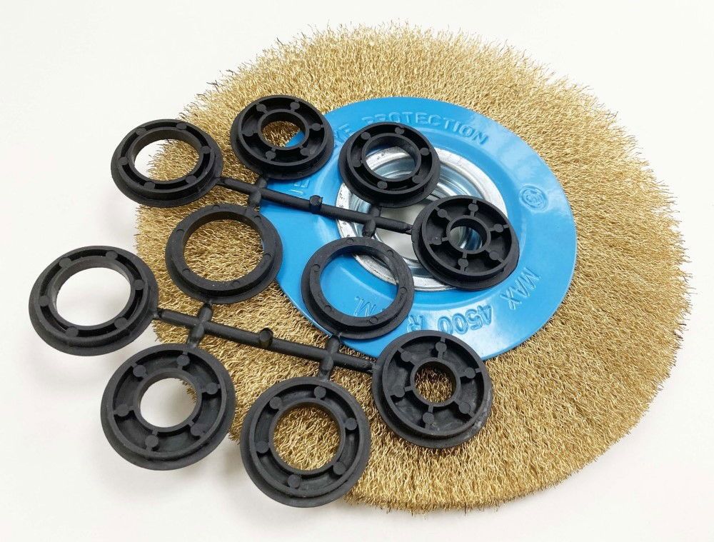 WIRE WHEEL 8" FOR BENCH GRINDER 32mm HOLE WITH BORE ADAPTORS - TOOLZONE KDPPW009 - Image 5