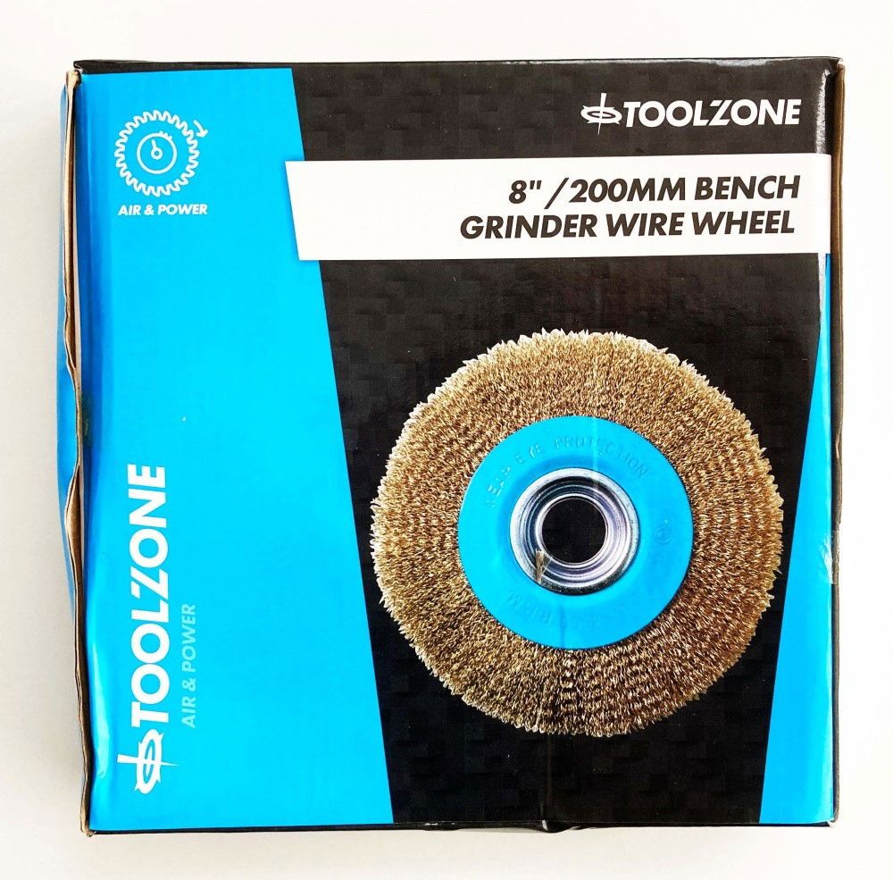 WIRE WHEEL 8" FOR BENCH GRINDER 32mm HOLE WITH BORE ADAPTORS - TOOLZONE KDPPW009 - Image 6