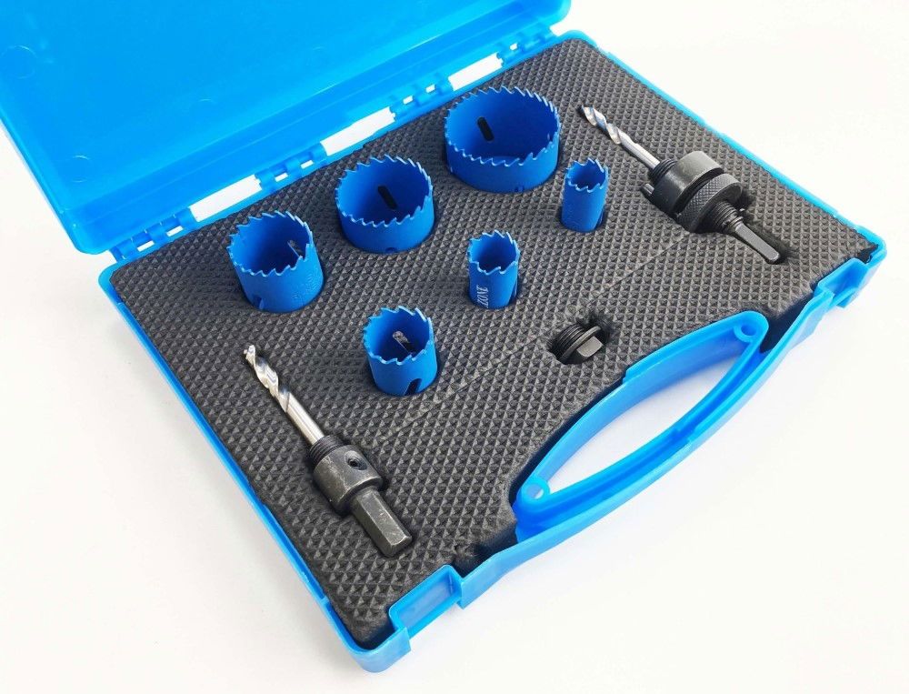 HOLE SAW SET ELECTRICIANS 9pc HSS M3 SIZES 18-51mm - TOOLZONE KDPHS028