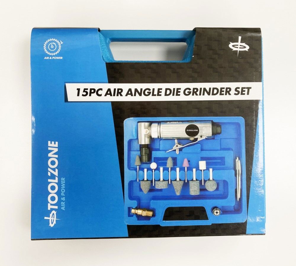 ANGLE AIR DIE GRINDER 15 PIECES 1/4" CHUCK - TOOLZONE KDPAT020