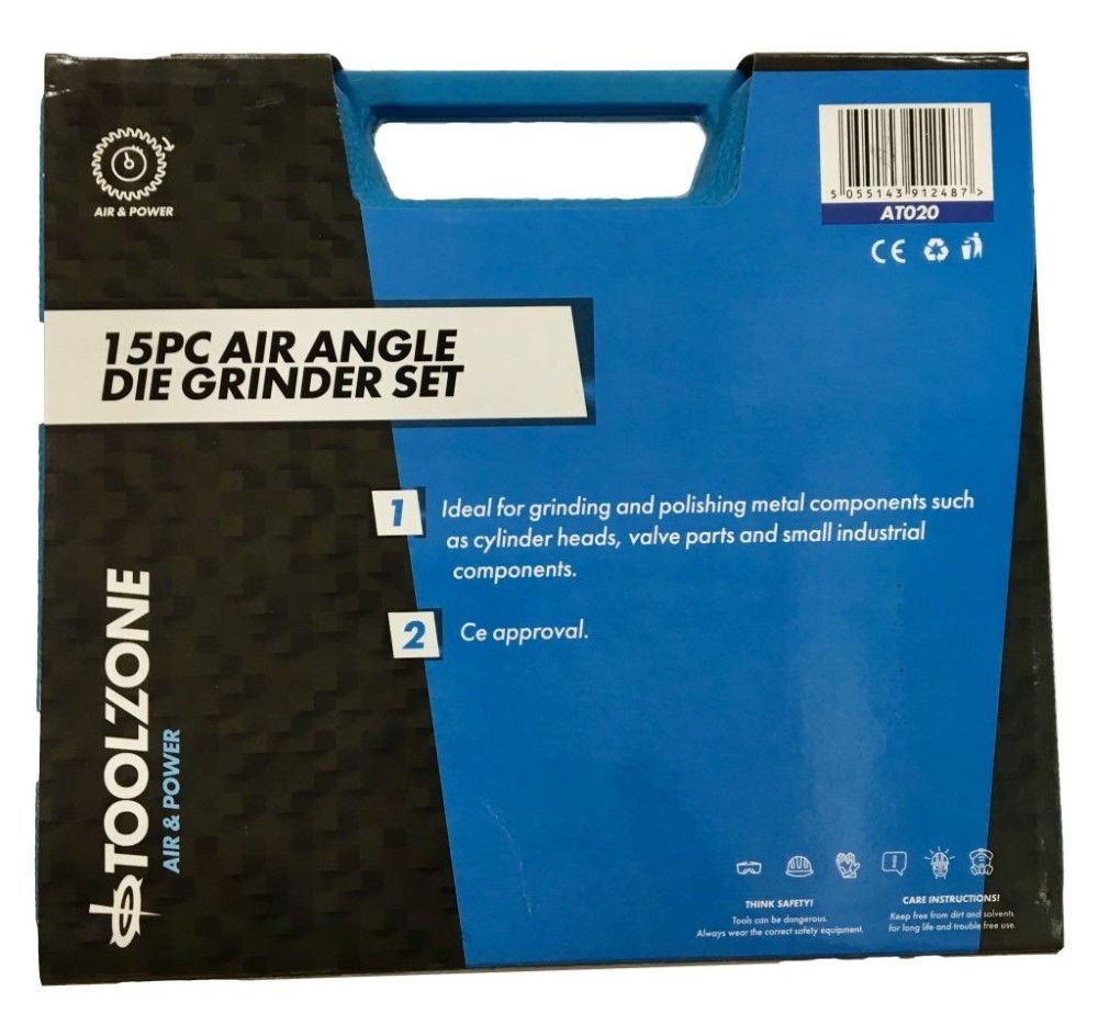 ANGLE AIR DIE GRINDER 15 PIECES 1/4" CHUCK - TOOLZONE KDPAT020 - Image 4