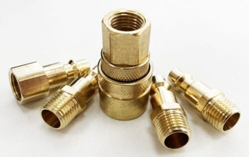 BRASS QUICK AIR COUPLER SET 5pc 1/4″ npt INCLUDES FEMALE COUPLER CONNECTOR 3 MALE CONNECTORS – TOOLZONE KDPAT085