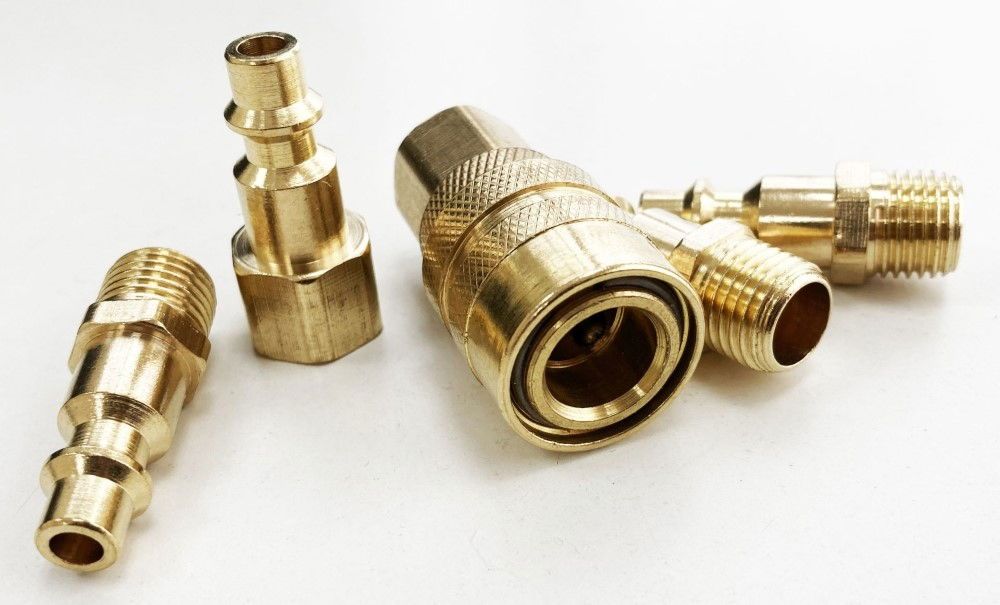 BRASS QUICK AIR COUPLER SET 5pc 1/4" npt INCLUDES FEMALE COUPLER CONNECTOR 3 MALE CONNECTORS - TOOLZONE KDPAT085 - Image 4