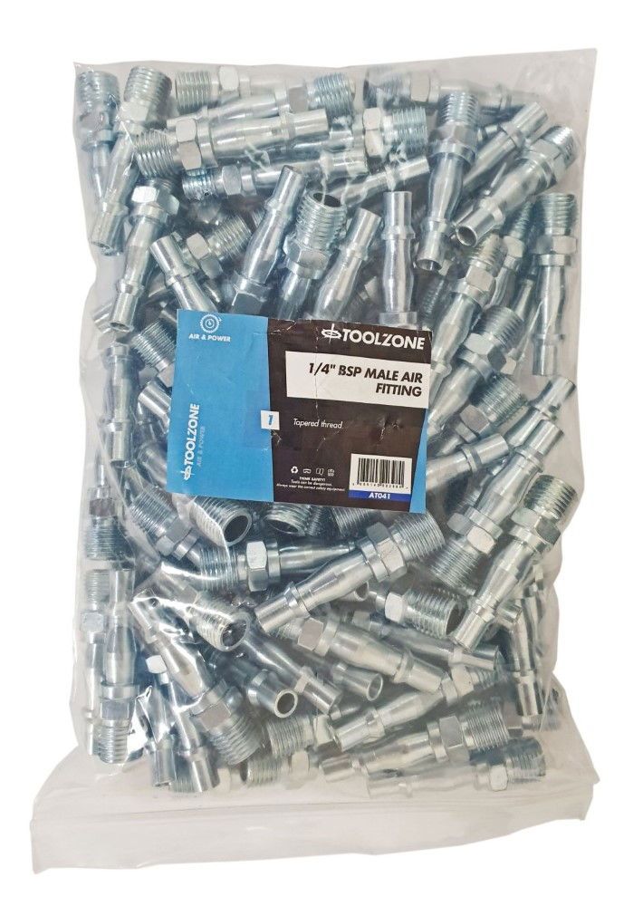 AIR FITTING 1/4" BSP MALE NICKEL PLATED CARBON STEEL - TOOLZONE KDPAT041 - Image 2