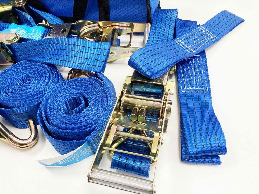 CAR TRANSPORTER SET 16PC INCLUDES RATCHET TIE DOWNS AND CHOKER STRAPS - TOOLZONE KDPTD068 - Image 2