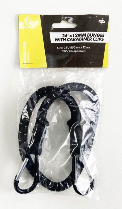 HEAVY DUTY BUNGEE 24″ 12mm WITH CARABINER CLIPS – TOOLZONE KDPTD066