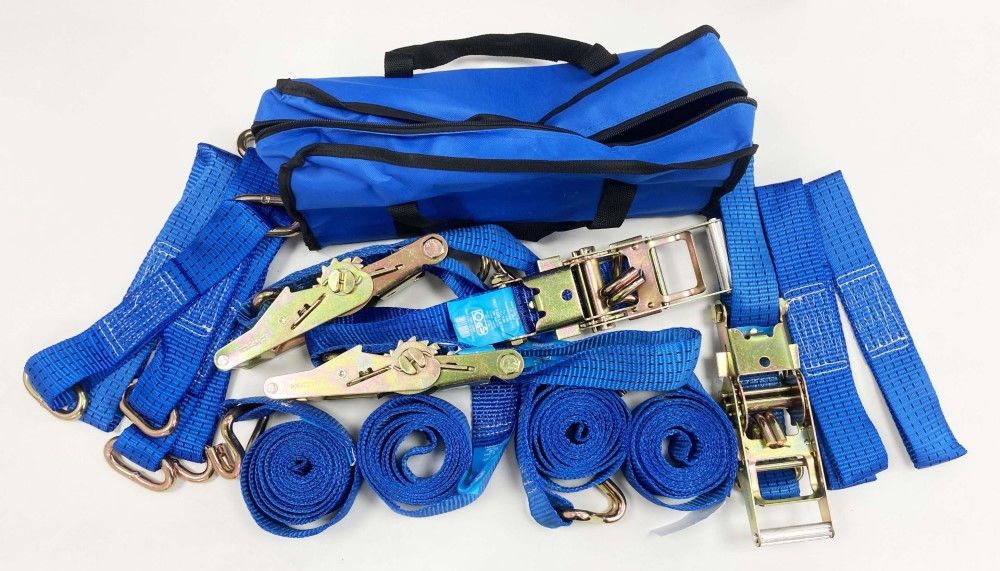 CAR TRANSPORTER SET 16PC INCLUDES RATCHET TIE DOWNS AND CHOKER STRAPS - TOOLZONE KDPTD068 - Image 4