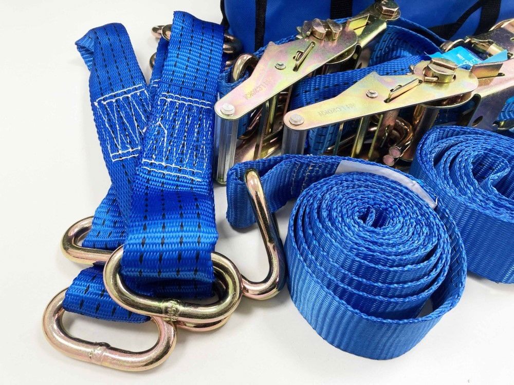 CAR TRANSPORTER SET 16PC INCLUDES RATCHET TIE DOWNS AND CHOKER STRAPS - TOOLZONE KDPTD068 - Image 5