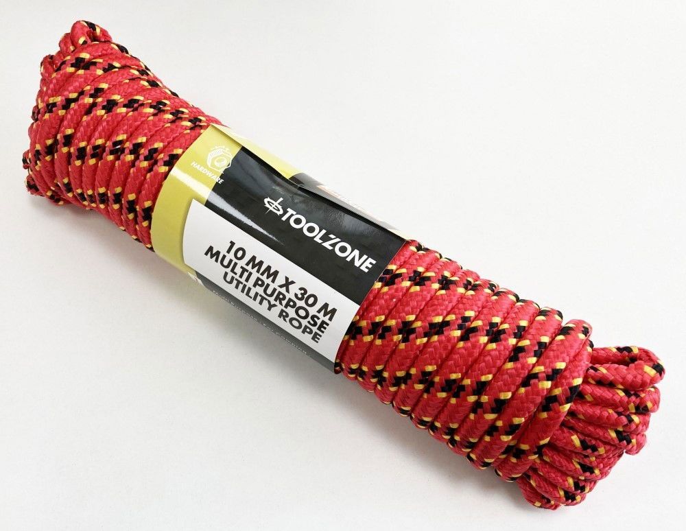 MULTIPURPOSE UTILITY ROPE 10mm x 30m 70kg CAPACITY - TOOLZONE KDPTD051