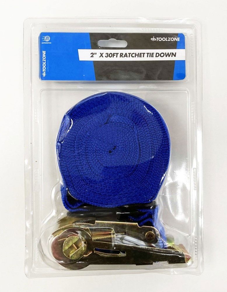 RATCHET TIE DOWN 2" x 30ft 1500lb CAPACITY - TOOLZONE KDPTD033 - Image 2