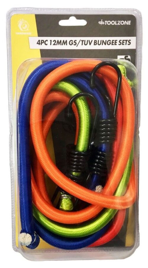 BUNGEE SET 4PC ASSORTED 12mm 600mm 900mm 1200mm 1500mm – TOOLZONE KDPTD006