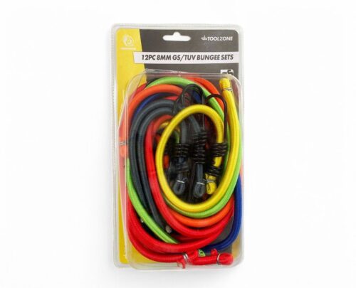 BUNGEE SET 12PC ASSORTED 8mm 300mm 450mm 600mm 750mm 900mm 1300mm – TOOLZONE KDPTD007