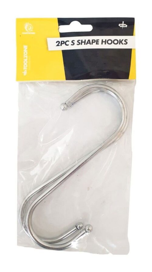 S HOOKS 2pc LARGE 160mm x 6mm CHROME PLATED STEEL BALL END – TOOLZONE KDPHW029