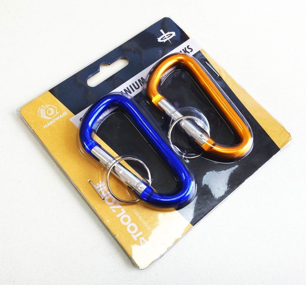 ALUMINIUM SPRING LINK SET 2pc 40x75mm WITH KEY LOOPS ORANGE BLUE - TOOLZONE KDPHW065 - Image 3