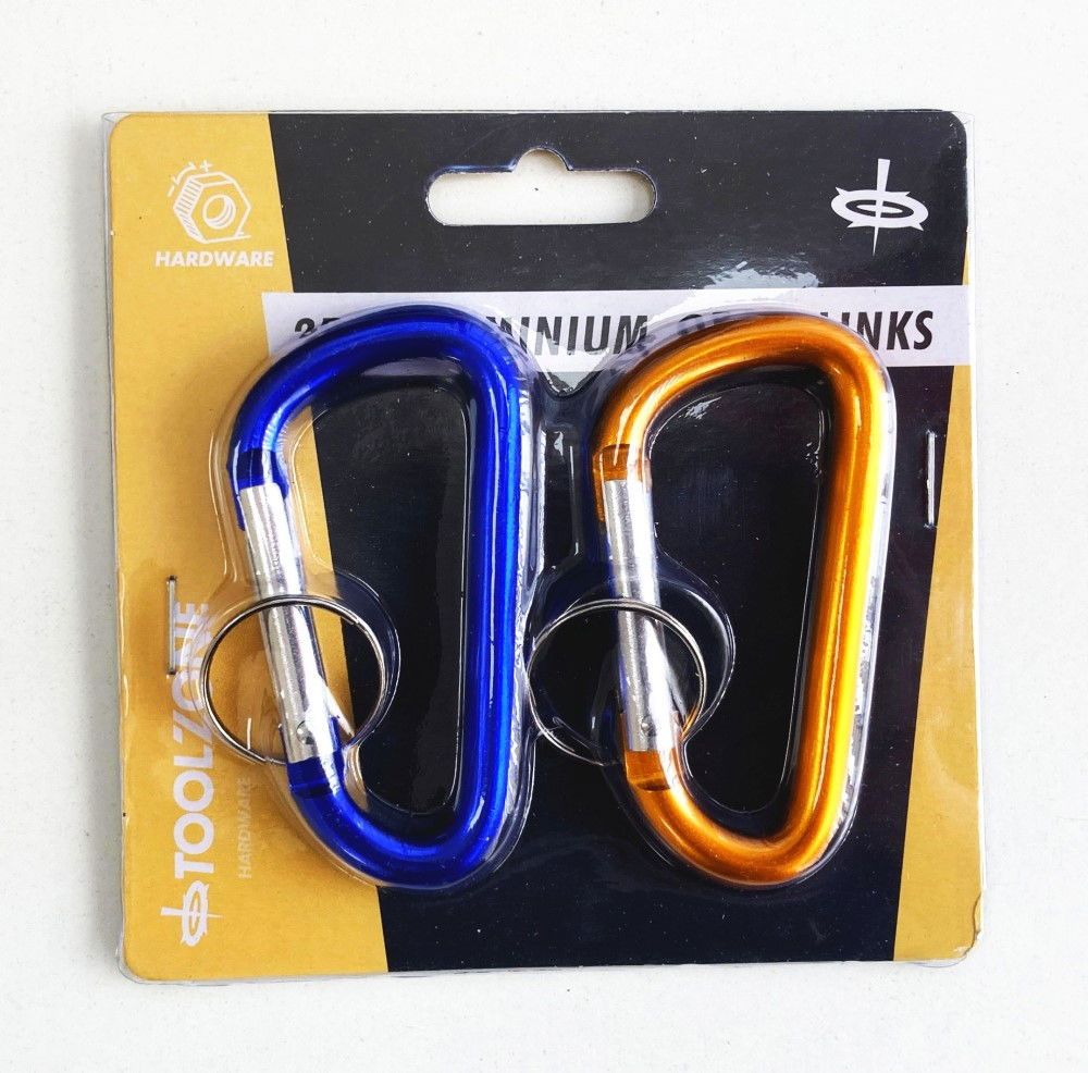 ALUMINIUM SPRING LINK SET 2pc 40x75mm WITH KEY LOOPS ORANGE BLUE - TOOLZONE KDPHW065 - Image 5