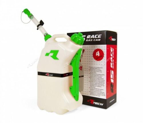 RTECH R15 FUEL CAN 15Ltr. WHITE/GN, RTECH R-GASCAVE0017 JUG, JERRY CAN