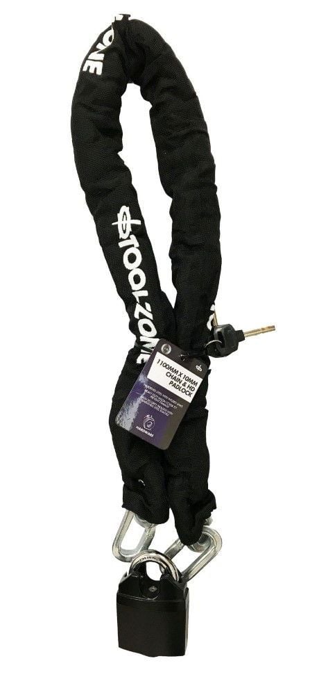 CHAIN 1100mm x 10mm WITH 65mm HEAVY DUTY PADLOCK AND 3 KEYS – TOOLZONE KDPLK074