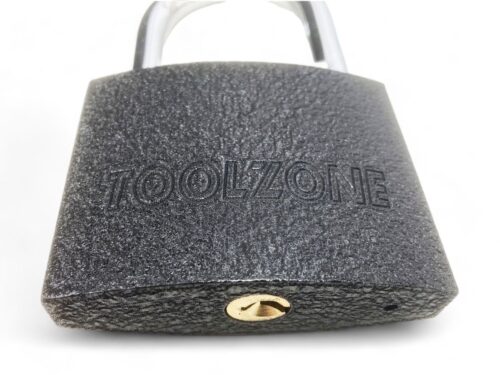PADLOCK IRON 75mm HARDENED SHACKLE BRASS CORE WITH 3 KEYS – TOOLZONE KDPLK112