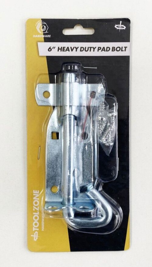 PADBOLT GALVANISED 6″ ZINC PLATED 65mm WIDTH WITH FIXINGS – TOOLZONE KDPLK081