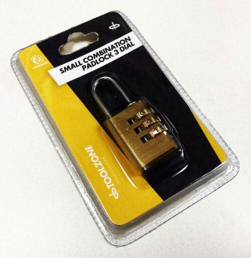 PADLOCK COMBINATION 3 DIAL BRASS SMALL – TOOLZONE KDPLK054