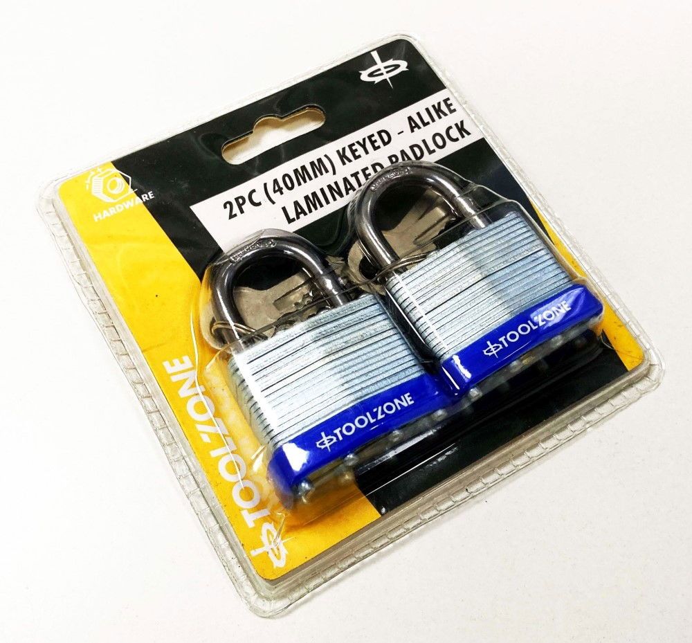 PADLOCK LAMINATED 40mm KEYED ALIKE PACK OF 2 - TOOLZONE KDPLK062 - Image 4
