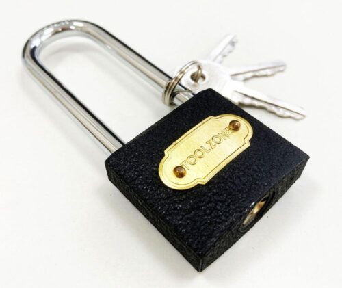 PADLOCK LONG SHANK CAST IRON 38mm 65mm SHACKLE WITH 3 KEYS – TOOLZONE KDPLK031