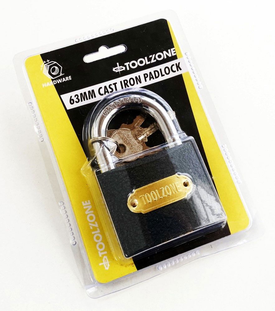 PADLOCK CAST IRON 63mm WITH 3 KEYS - TOOLZONE KDPLK030 - Image 2