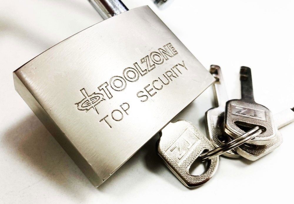 PADLOCK LONG SECURITY 60mm SOLID STEEL WITH 4 KEYS - TOOLZONE KDPLK024 - Image 2