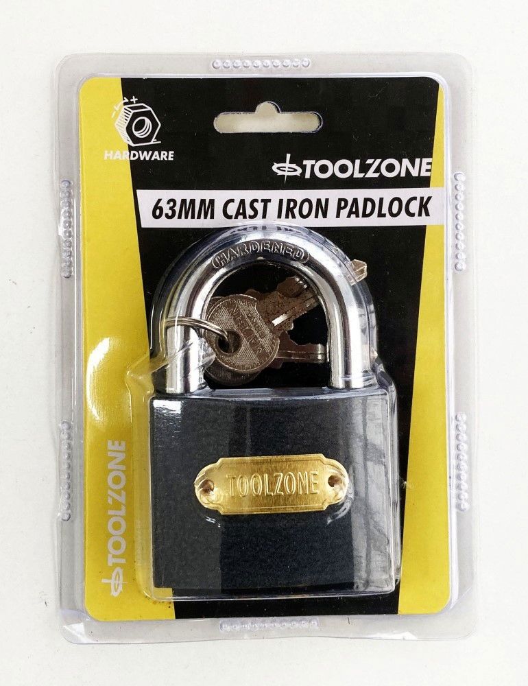 PADLOCK CAST IRON 63mm WITH 3 KEYS - TOOLZONE KDPLK030 - Image 5