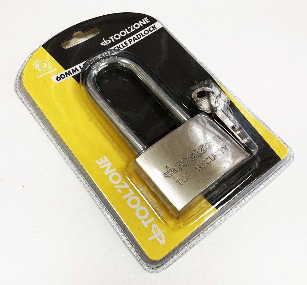 PADLOCK LONG SECURITY 60mm SOLID STEEL WITH 4 KEYS - TOOLZONE KDPLK024 - Image 4