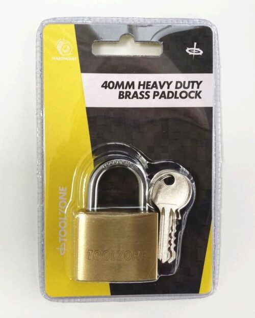 PADLOCK HEAVY DUTY BRASS 40mm WITH 3 KEYS – TOOLZONE KDPLK016