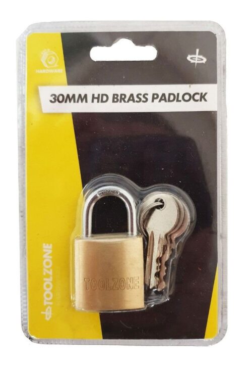 PADLOCK BRASS 30mm WITH 3 KEYS – TOOLZONE KDPLK015