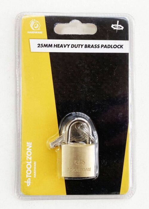 PADLOCK HEAVY DUTY BRASS 25mm WITH 3 KEYS – TOOLZONE KDPLK014