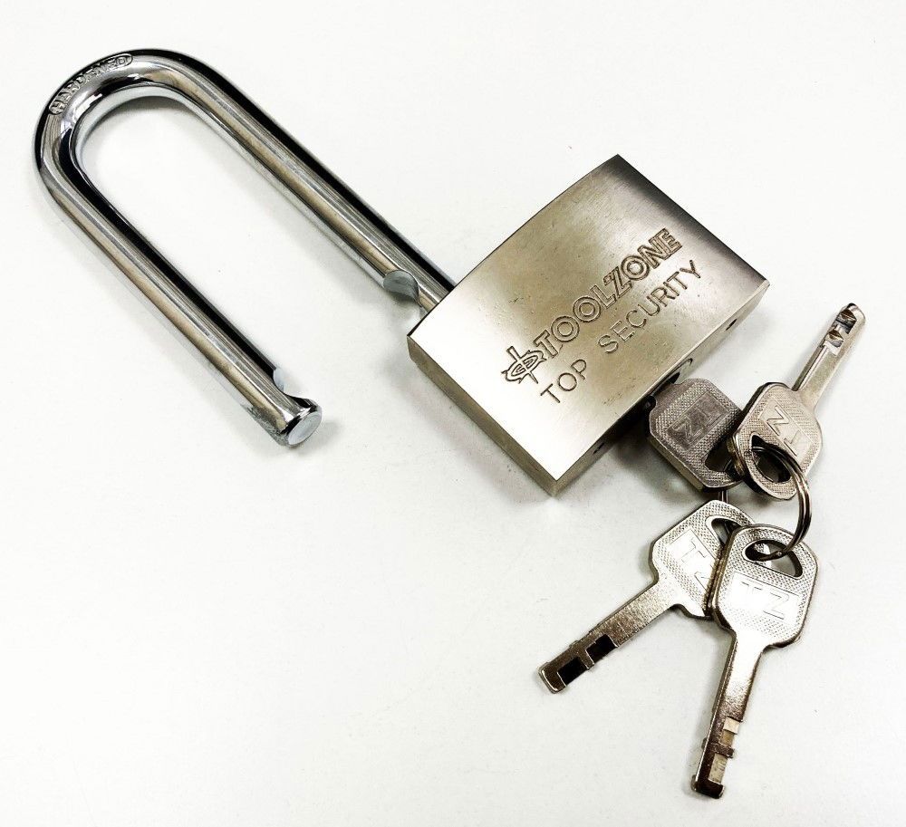 PADLOCK LONG SECURITY 60mm SOLID STEEL WITH 4 KEYS - TOOLZONE KDPLK024 - Image 7