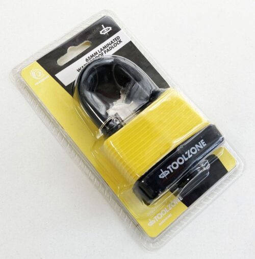 PADLOCK LAMINATED WEATHERPROOF 65mm SHACKLE 8mm WITH 3 KEYS – TOOLZONE KDPLK007