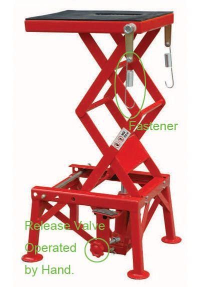 MOTORCYCLE LIFT HDY 135KGS, RED HYDRAULIC SCISSOR STAND, MAX LIFT WEIGHT 135 KGS - Image 2