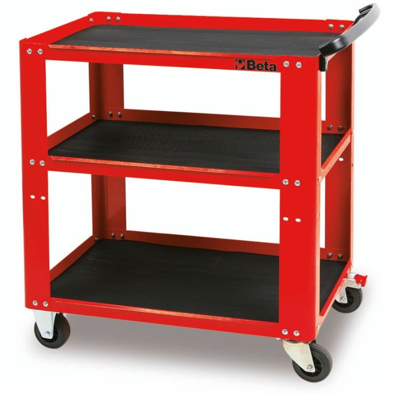 Trolley with 3 Antislip Rubber Tops, Ergonomic Handle, 4 Castors 100mm, 200kg Load Capacity - Beta Tools C51 O