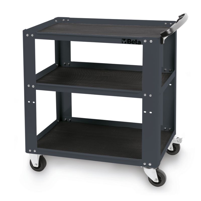 Trolley with 3 Antislip Rubber Tops, Ergonomic Handle, 4 Castors 100mm, 200kg Load Capacity - Beta Tools C51 O - Image 3