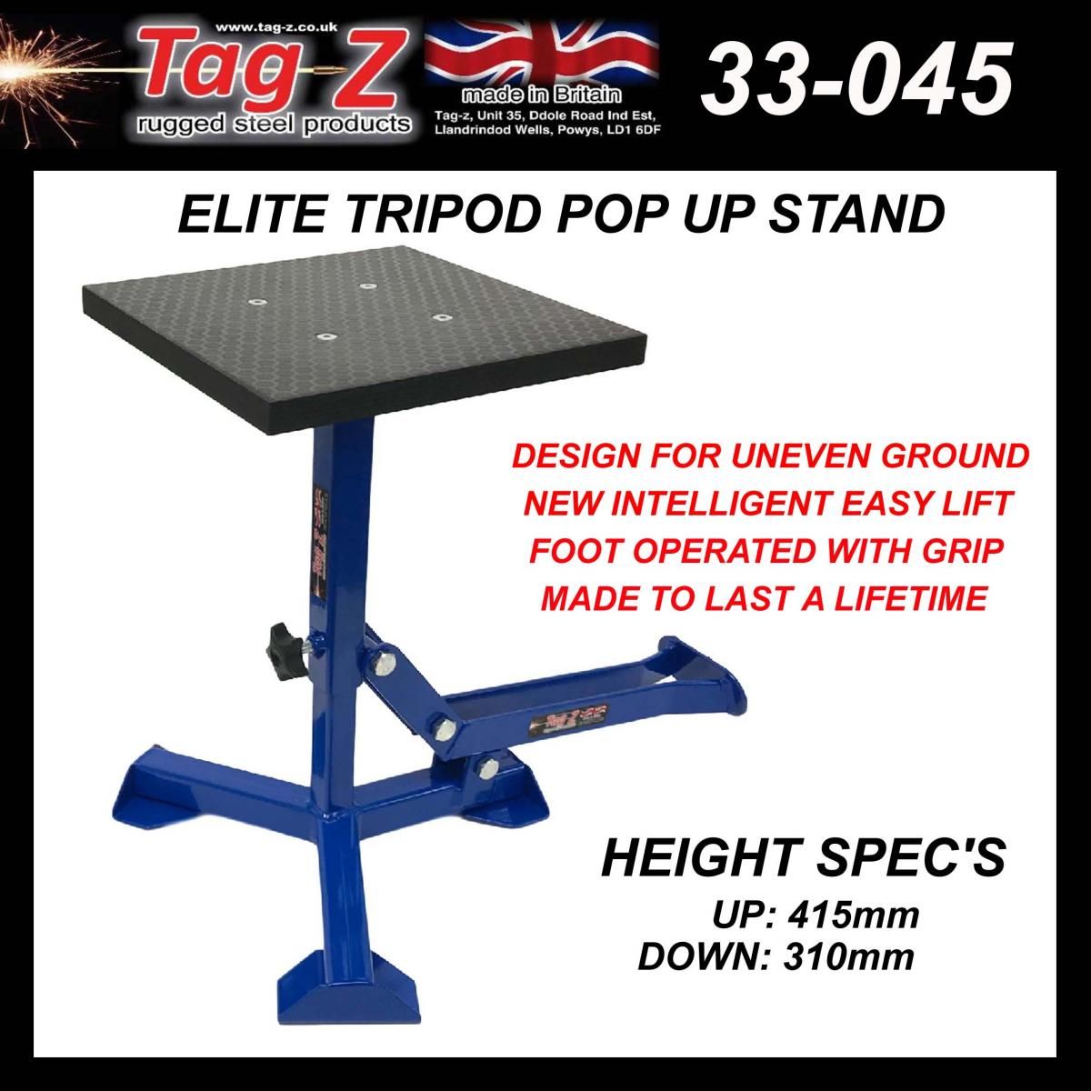 ELITE TRIPOD POP UP STAND, BIG FEET / GLOSS BLUE / TAG-Z, MX STAND PIT PADDOCK ENDURO - Image 5