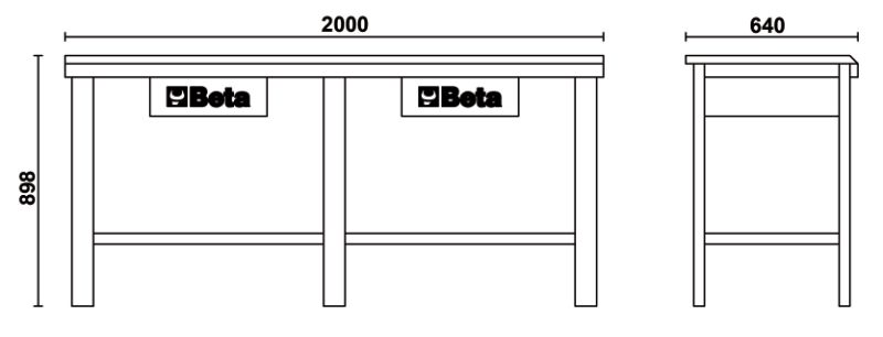 Workbench with Painted Sheet Metal Worktop, 1200kg Capacity, Lockable Drawers - Beta Tools C56-R - Image 3