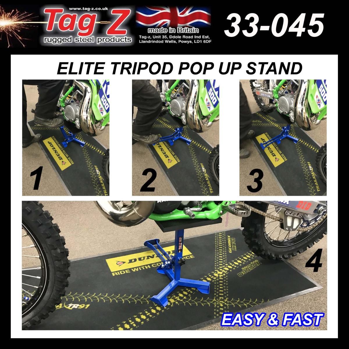 ELITE TRIPOD POP UP STAND, BIG FEET / GLOSS RED / TAG-Z, MX STAND PIT PADDOCK ENDURO - Image 7