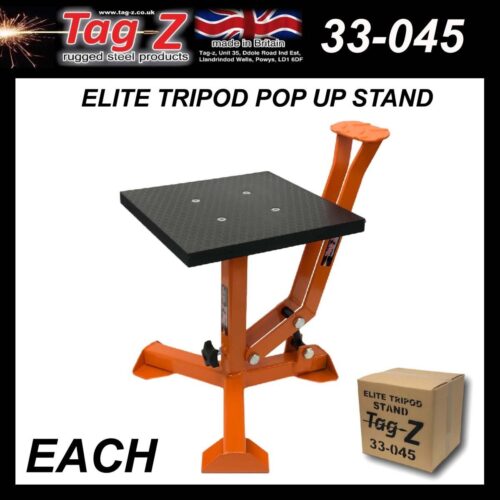 ELITE TRIPOD POP UP STAND, BIG FEET / GLOSS ORANGE / TAG-Z, MX STAND PIT PADDOCK ENDURO
