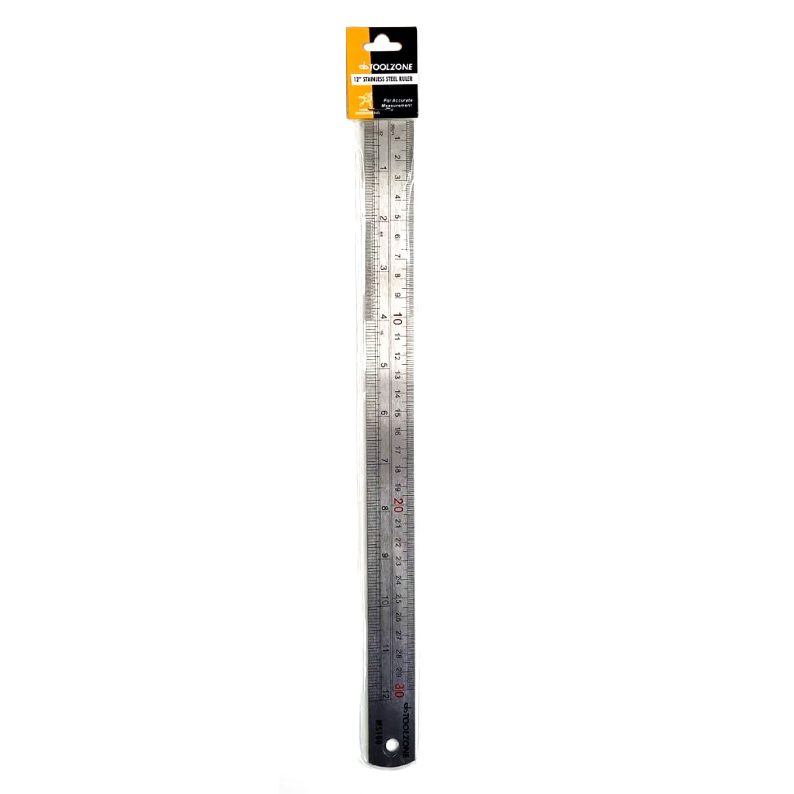 STAINLESS STEEL RULER 12″ 1mm THICKNESS METRIC AND IMPERIAL – TOOLZONE KDPMS100